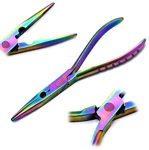 OdontoMed2011 Multi Titanium Rainbow Color 8 Stainless Steel Needle Nose Fisherman's Pliers Fisherman Plier