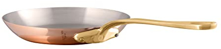 Mauviel M'Heritage 200B - Sartén de cobre pulido y acero inoxidable (2 mm, 2 mm, con asas de bronce, 10.2 pulgadas), fabricada en Francia