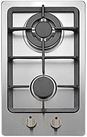 IBOWZ Plaque de Cuisson Gaz Table de Cuisson à gaz Table de Cuisson à gaz en Acier Inoxydable de 50 cm,réchaud de Camping de Bureau,Anneaux de Table de Cuisson Portables en Fonte à 2 Zones (3300W