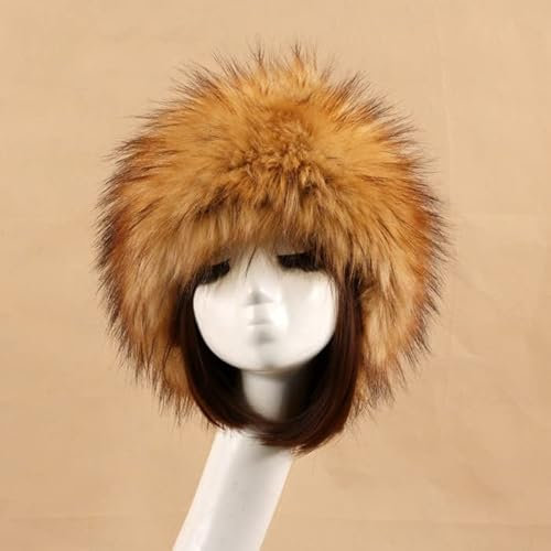 Damen Fellmütze Pelzmütze,Wintermütze Damenmütze Kunstfell Kunstpelz Mütze Klassische russische Kosakenmütze Faux Fuchs Warm Wintermütze Weich Pelz mütze für Reisen, Skifahren, Wandern,Braun #5