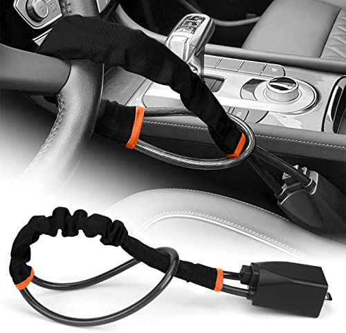 Antifurto Auto Blocca Sterzo Automobile, Blocco del Volante per Impieghi Gravosi, Misura Universale per Auto, Camion, Furgoni e SUV, 2 Chiavi (Nero)