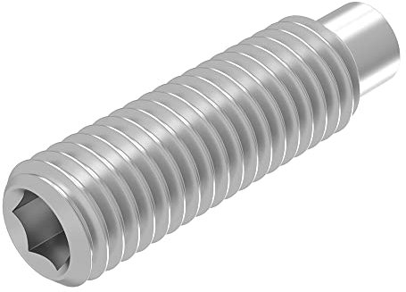 SECCARO Tornillo roscado con hexágono interior y espiga M5 x 20 mm, acero inoxidable V2A VA A2, DIN 915/ISO 4028, 20 unidades
