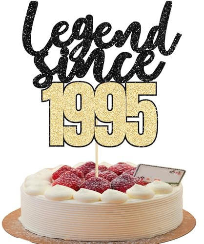 Gyufise 1Pcs Legend Since 1995 Cake Topper Glitter Thirty Happy 30th Birthday Cake Pick Cheers to 30 Years Cake Decoration for 30th Birthday Wedding Anniversary Party Decorations Supplies