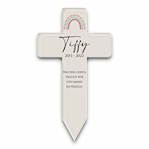CHRISCK design Personalisiertes Grabkreuz mit vielen verschiedenen Designs - ideal als Andenken oder für den Friedhof - 3 Größen bis 22x40 cm