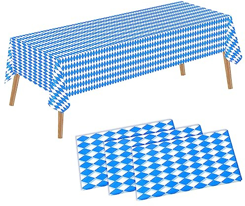ASTARON 3 Stück Oktoberfest-Tischdecken, Party-Tischdecken, 137 x 274 cm, rechteckige Oktoberfest-Tischdecke, Oktoberfest-Dekoration, Oktoberfest-Dekoration | 137 x 274 cm, dick, PEVA, abwischbar, wiederverwendbar, wasserdicht, rechteckig, innen und außen