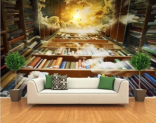 3D Fototapete Wandmalerei Bibliothek Bücher Bücher Wasserdichte Wandtapete, Modernes Wohnzimmer, Sofa, Tv-Hintergrund, Wandkunst, Abziehen Und Aufkleben, Abneh 400 (Breite) x 280 (Höhe) cm