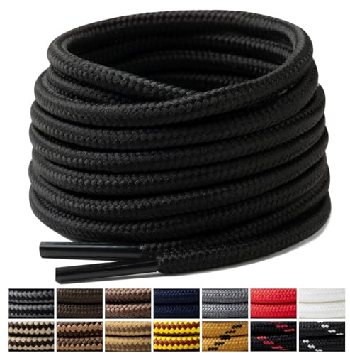 Handshop 2 par runda stövlar skosnören 4 mm slitstarka och hållbara vandringsarbetskängor skosnören