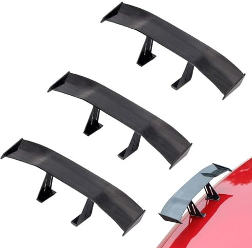 FIBOUND Lot de 3 mini ailerons de spoiler de voiture universels - Texture en fibre de carbone sans perforation - Stabilité du véhicule - Décoration arrière