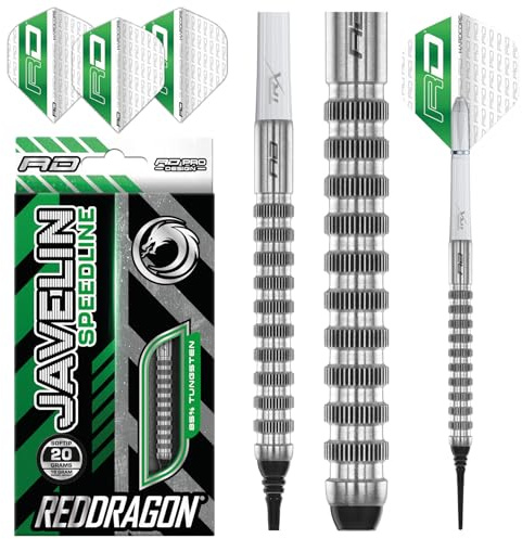 RED DRAGON Darts – Javelin Series 18g Fass/20g Volles Gewicht - 85% Wolfram - Profi Dartpfeile Weiche Spitze Satz mit Flüge & Schäften
