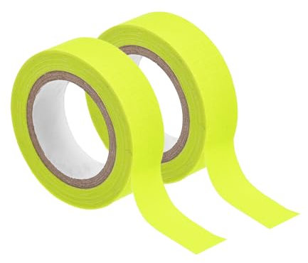 sourcing map 2Rolls Neon Gaffers Cloth Tape, 0.6 inch x 16.5 ft Glow in the Dark Tape Fluorescent Adhesive Black Light Tape for Party Home Decoration, Yellow