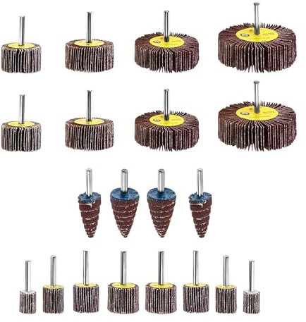 Dophee 20PCS Flap Wheel Set, 80 Grit Sanding Flap Wheel Cylindrical Cone Shape Abrasive Sandpaper Flap with 6mm Shank Drill for Deburring, Grinding, Polishing, Removing Rust