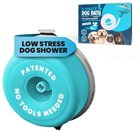 5-MinutePetBath Low Stress Dog Shower Attachment for Shower Head, Portable Pet Washing Station, Dog Wash Set, Pet Shower Attachment, Epsom Salt Dog Spa, Shower Hose Attachment Dog Wash - Green