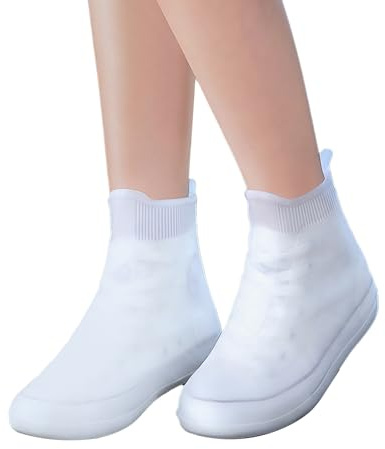Adorila Waterproof Silicone Shoe Covers, Unisex Adult, Reusable Rain & Mud Protectors for Sneakers, White, Size 2XL