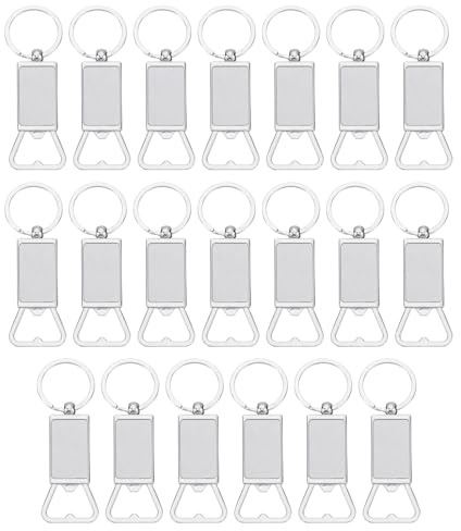 sourcing map Lot de 20 décapsuleurs en métal par sublimation, porte-clés vierges par sublimation pour photos personnalisées (3,1 x 9,4 cm)