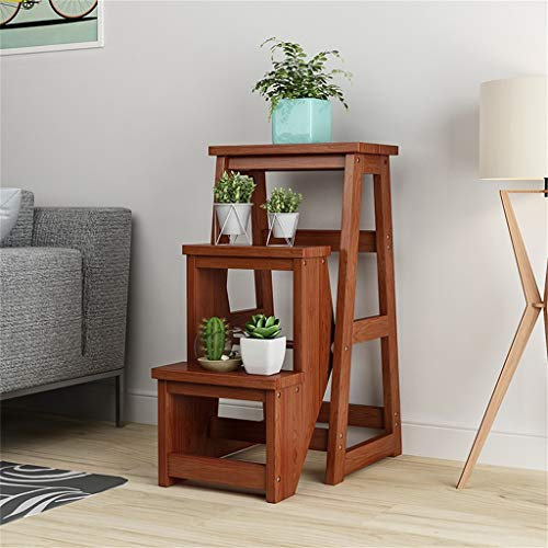 SZITW Klappbarer Tritthocker mit 3 Stufen, tragbarer Tritthocker aus Holz für Haushalt, Büro und Küche, mit rutschfestem, breitem Pedal, hält bis zu 180 kg, Höhe: 76,2 cm