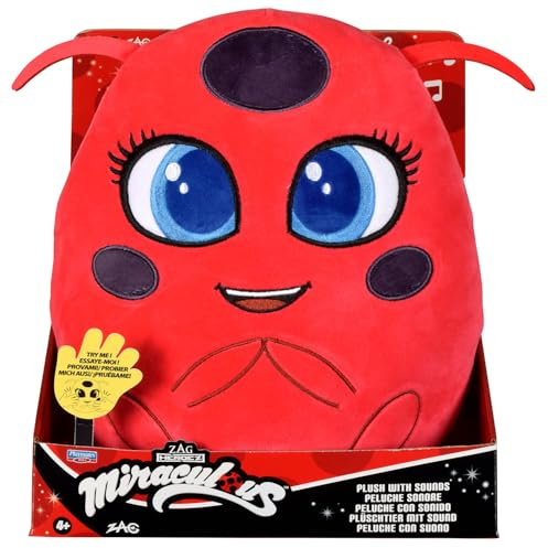 BANDAI - Miraculous - Tikki Plüschfigur mit Funktionen - Offizielle Lizenz - Sprechendes Kwami-Spielzeug Ladybug - Marienkäfer-Kwami Tikki Plüschtier - Spielzeug ab 4 Jahren - P50711