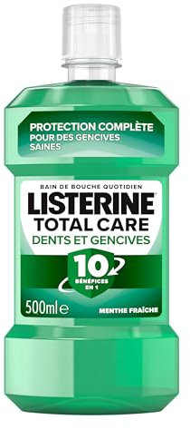 Listerine | Bain de Bouche Total Care Dents et Gencives (bouteille de 500 ml) – Soin bucco-dentaire quotidien pour des dents et gencives plus saines – Bain de bouche pour une haleine fraîche durable