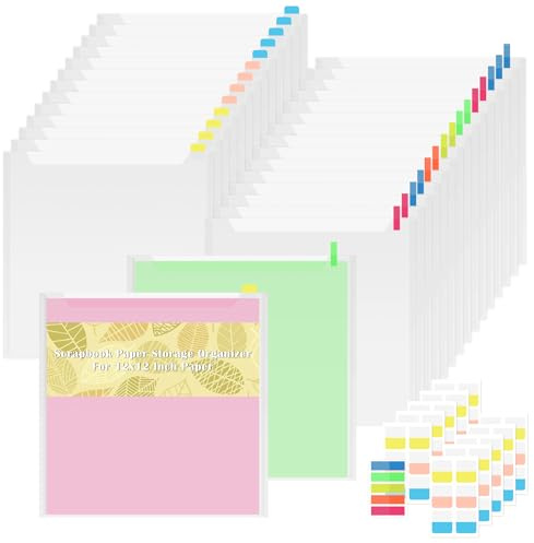 BSTKEY Transparente Sammelalbum-Papieraufbewahrung, Organizer, Foto-Aufbewahrung, ohne Deckel, Papiertüten, Karton-Organizer, Vinyl-Papierhalter mit 160 Haftindex-Tabs, 30 Stück
