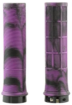PJQUEKAIPJ bike handle grips TPR Bicycle Grips Integrated Bicycle Handlebar Grips Aluminum Alloy Lock On Bicycle Handles Non-slip MTB Bike Part ergonomic bike grips(Black-Purple)