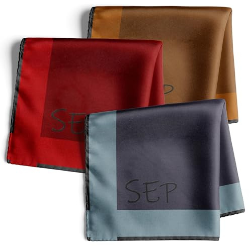 Inzepocket Taschentücher für Herren mit Monogramm - Personalisierung durch gestickte Initialen - Buchstaben und Schriftart Ihrer Wahl - 100% Baumwolle - 45 cm - 3 Stück sortiert