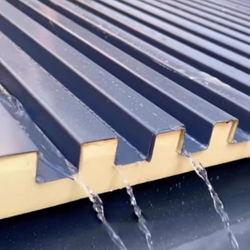 Elitix Trapezblech wasserdichte Aluminiumdachplatte mit Polycarbonatfüllung, Isolierte Wand- und Deckenverkleidung für Hühnerstall, Winddichte Obere Abdeckung Aus Hausdeckenplatten(4pc,L 2.2m(7.2ft))