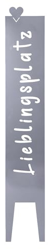 UNUS® Gartendeko Gartenschild Lieblingsplatz, Gartenstecker Metallschild | Silber 115x19,5 cm