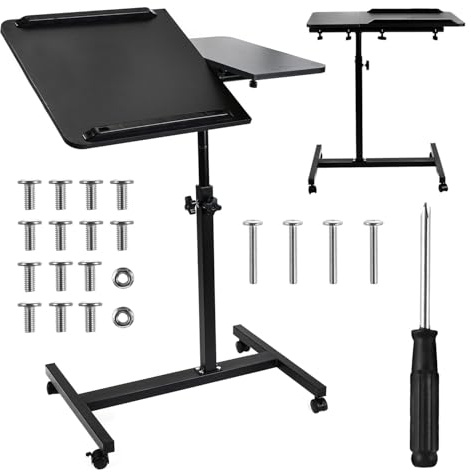 Maclean Bärbart bord | höjdjusterbart från 59 till 89 cm, dubbel lutande bräda upp till 90°, hjul med broms | lastkapacitet upp till 30 kg, ergonomiskt datorbord (svart)
