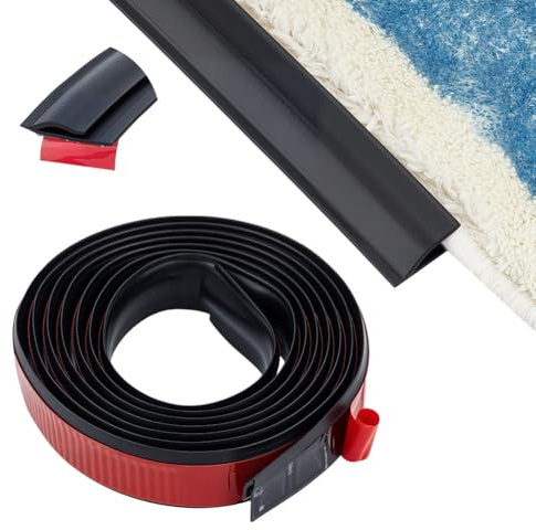 OLYCRAFT 3 m X 3cm Bodenübergangsleiste Schwarz Selbstklebend Übergang von Teppich Zu Fliesen Bodenbelag Übergänge Kantenleisten Für Haustür Kücheneingang Unebene Böden Höhen Innerhalb von 10mm