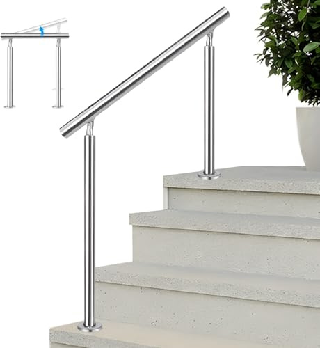 304 Acciaio Inox Regolabile Outdoor ils per Gradini Balaustra Metallo Ringhiera Kit per Calcestruzzo Durevole Finitura Argento Spazzolato Facile Installazione & Soluzione di Sicurezza