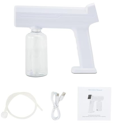 Nikou Disinfettante a vapore portatile da 300 ml con luce blu, pistola a vapore nano ricaricabile atomizzatore nebulizzatore per disinfezione per casa, ufficio