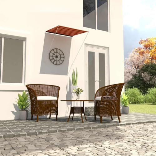 HaoChrymec Einziehbare Markise mit Stahlrahmen, UV- und wasserbeständig, Handbetrieben, Freistehende Markise, Klemmmarkise Balkon, Sonnensegel Balkon, 100x150 cm, Orange und Braun