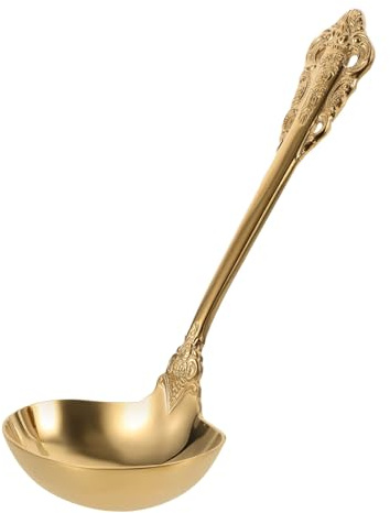 VERDANVERSE Serving Spoon Soup Ladle Large Kitchen Ladle Stainless Steel Gold Color Multi-Function Cooking Spoon Practical Hot Pot Scoop for Home and Restaurant Use