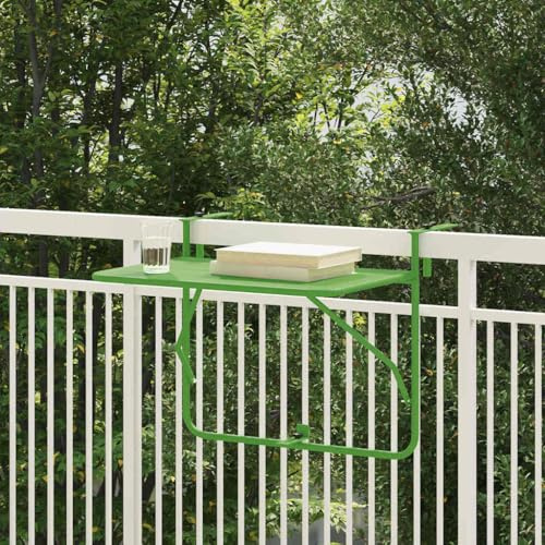 QZZCED Balkonhängetisch, höhenverstellbar, 60 x 39 x 65 cm, klappbarer Tisch aus wetterfestem Stahl, für Terrasse, Garten oder Hof, kompaktes und sparsames Design