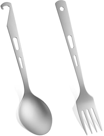 Titanium Spork Titanium Fork Spoon Set Camping Utensils, Ultralight Backpacking Utensils, Travel Cutlery Set, Heat-Resistant & Rustproof, Hiking Survival Gear
