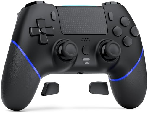 CHEREEKI Wireless Controller for PS4, Compatible with P-S4/Slim/Pro Bluetooth Gamepad Joystick PS4 Remote Control with Paddles Dual Vibration Turbo Six Axis Touch Panel Stereo Headphone Jack Black