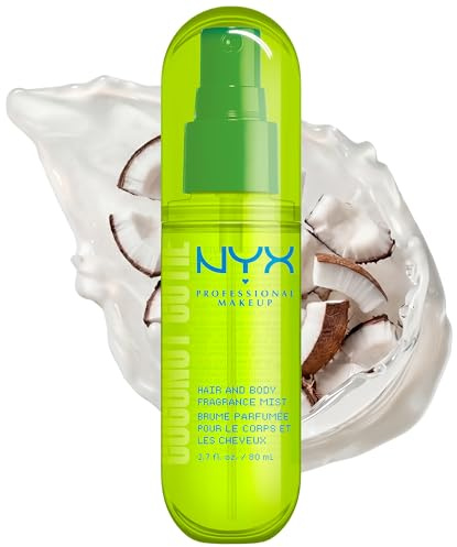 NYX Professional Makeup Fat Oil Body Mist Spray Corpo e Capelli, Fragranza Dolce, Effetto Delicato, Note di Cocco e Pesca, Coconut Cutie, 80 ml