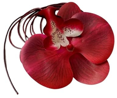 Generico Collana con fiori di orchidea Collana con lacci e catena con clavicola, filo di cera in pelle, strozzatore