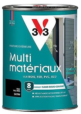 V33 Peinture extérieure Multi-matériaux, Noir satin 1,5L