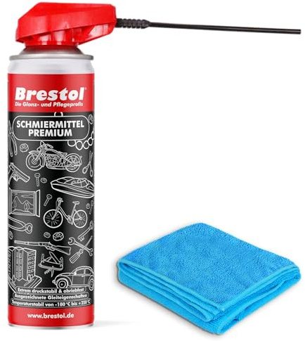 Brestol PTFE Spray 400 ml universell handduk – 10 i 1 smörjspray kedjespray rostlösare, krypolja skärolja, separerande medel, korrosionsskydd, kontaktspray, kugghjulsspray fuktborttagare smörjmedel