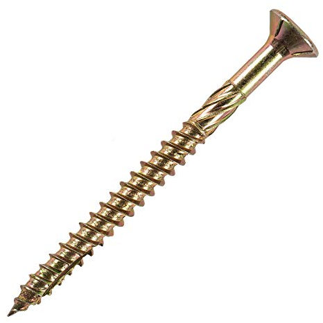 STIER vis à tête fraisée pour panneaux de particules, 200 pcs, 5x60, acier galvanisé, chromé, pointe auto-taraudeuse, jaune, filetage partiel, technologie tête fraisée 200 pièces