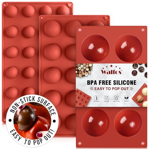 Semi Sphere Silicone Mold, Silicone Chocolate Molds,3 Packs Baking Molds for Making Chocolate, Cake, Jelly, Dome Mousse (6 Cups, 15 Cups and 24 Cups)