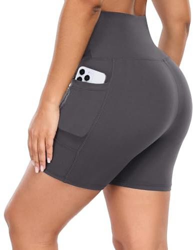 GIMDUMASA Gym Shorts for Women UK Cycling Shorts Ladies High Waist Black Yoga Shorts Tummy Control with Pockets for Cycle Biker Shorts Workout Running Sports Activewear Fitness