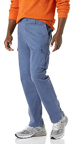 Amazon Essentials Men's Stretchiga cargobyxor med rak passform (finns i Big & Tall), Indigoblå, 33W / 28L
