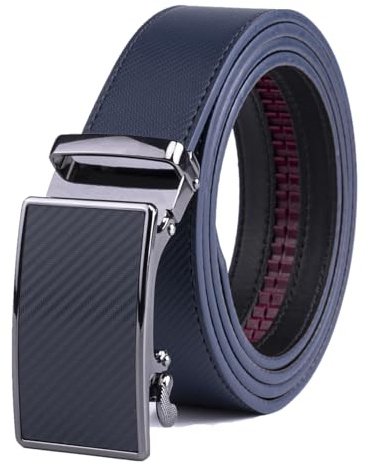 Fabio Valenti Mens Belt,Ratchet Belt Dress with 1 3/8 Genuine Leather with Easier Adjustable Buckle, Trim to Fit (2091 Navy, Adjustable 46”)