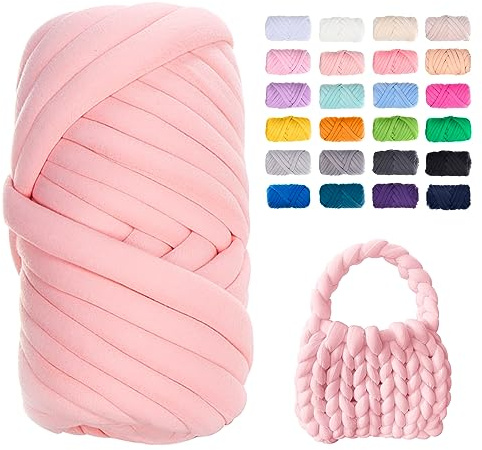 Uiopa Bulky Armstricken Wolle, 500g Dicke Wolle Sperrige Handstrickgarn, Grob Gestrickte Schlauchgarn Häkelwolle Chunky Yarn für Taschen, Decken, Körbe, Haustiernester, DIY-Kunsthandwerk