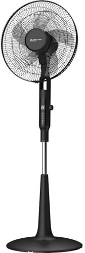 Ventilatore a Piantana 65 Watt con Telecomando Timer Metallo ABS 5 Pale 10 Velocità Diametro 40 Oscillazione Inclinazione Altezza Regolabile (Nero)