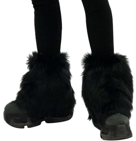 Damen Kunstpelz Beinwärmer Legwarmers Plüsch Gestrickte Knopf Stulpen 80er Jahre Accessoires Sexy Damen Bein Stulpen Beinwärmer Kurz Beinlinge Strumpf Fasching Karneval Tanzen Aerobic Kostüm