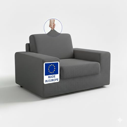 BLUZIMAN® Super Elastischer Sofabezug 1-Sitz - Oeko-TEX Zertifizierter Couch Überzug, rutschfeste Sesselüberwurf, Universal Passform, Jacquard-Stoff (Grau)