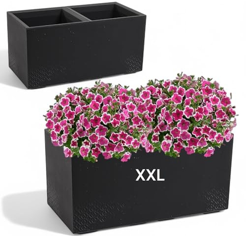 Blumenkübel Blumentopf Quadratisch mit Rollen sehr Dekorativ (Schwarz, XXL)