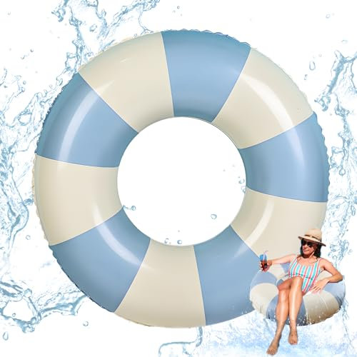 Bouée Piscine, RosyFate Bouée Bleu, Bouée de Natation Simple à Carreaux, Bouée Piscine Adulte, Ø 75 Cm, pour Les Décorations de Fête à La Piscine, La Plage, Les Accessoires de Fête en Plein Air